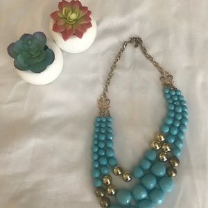 3 strand blue statement necklace